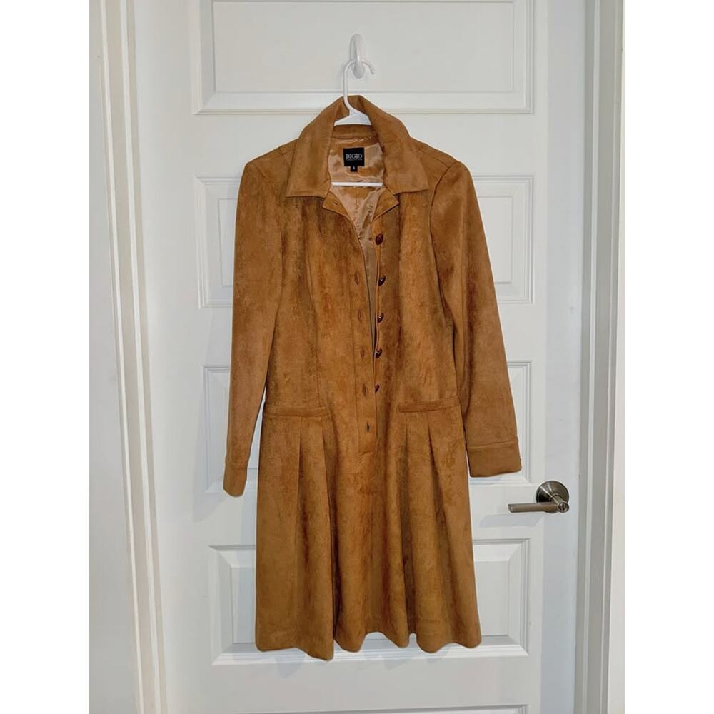 Vintage Bibo Collection Suede Pleated Coat Dress Princess A-Line